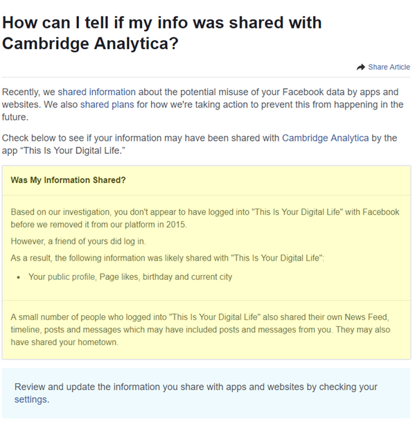 Facebook Breach Notification