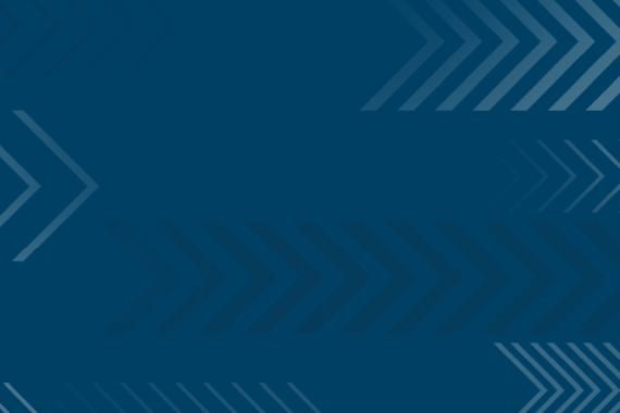 An abstract dark blue graphic featuring deep blue and light blue arrows pointing to the right